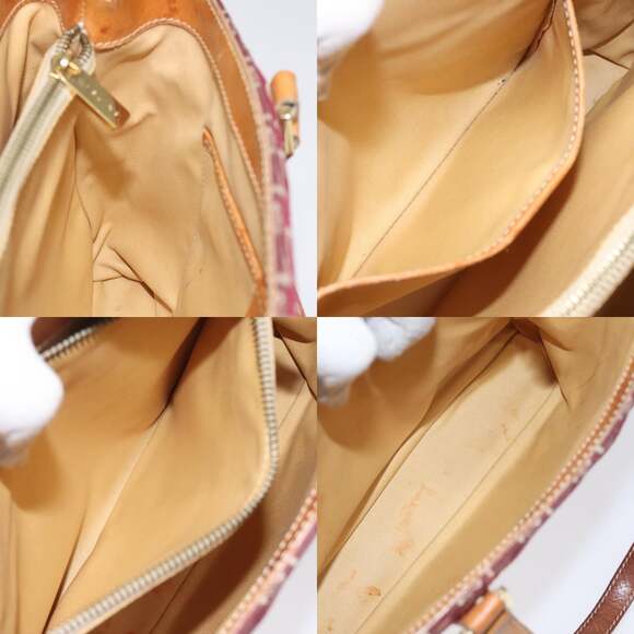 CELINE C Macadam Canvas Hand Bag Red Gold - Picture 12 of 13